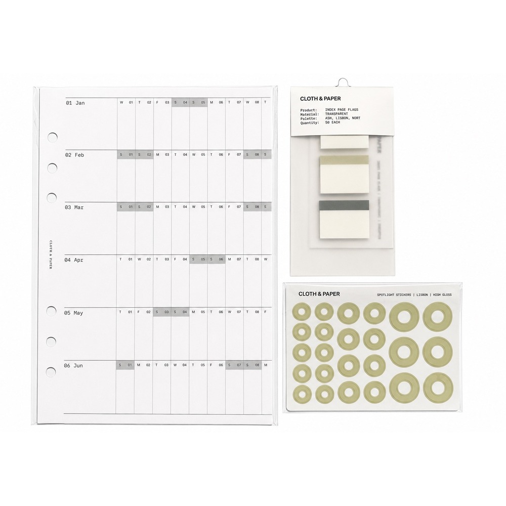 Cloth & Paper Accordion 2026 at a Glance, Index Page Flags & Spotlight Stickers